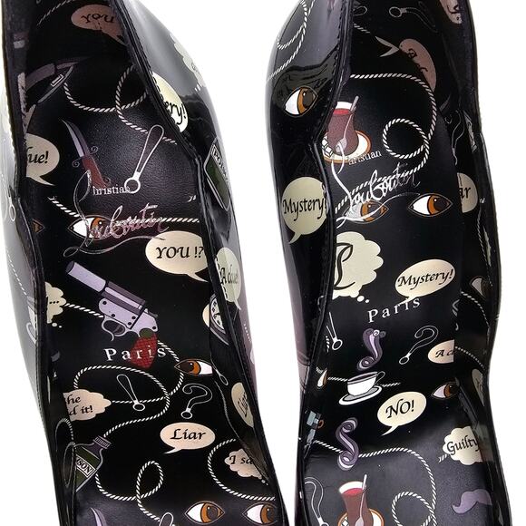 Christian Louboutin Hot Chick 100 Heel Pump Weapons Black Patent Size 40 US 10 - Picture 8 of 11